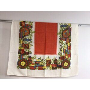 Vintage Linen Tablecloth Rectangle Mid Century 49 X 60
